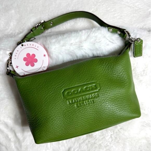 Coach Handbags - COACH Vintage Y2K EST. 1941 Leatherware Green Mini Shoulder Baguette Bag